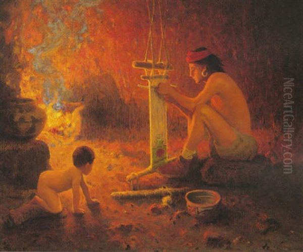 Moki Weaver Oil Painting by Eanger Irving Couse