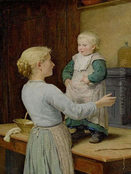 The Elder Sister Oil Painting by Albert Anker