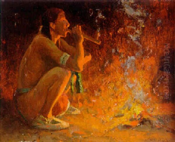 The Smoker Oil Painting by Eanger Irving Couse