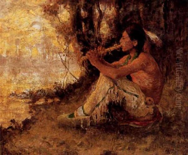 Indian Playing Flute Oil Painting by Eanger Irving Couse