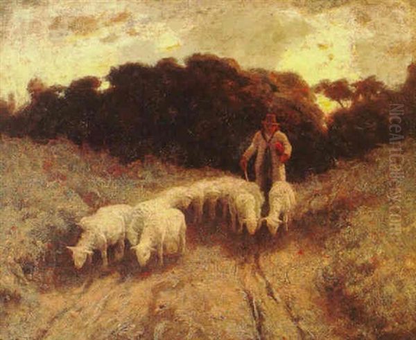 Shepherd With His Flock Oil Painting by Eanger Irving Couse