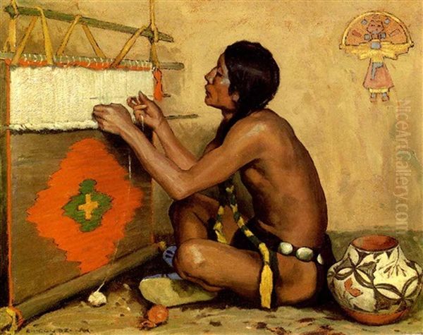 The Pueblo Weaver Oil Painting by Eanger Irving Couse