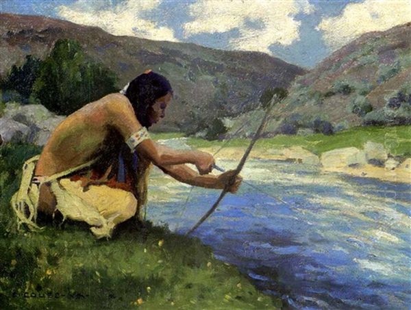 Bow Fishing Along The Rio Grande Oil Painting by Eanger Irving Couse