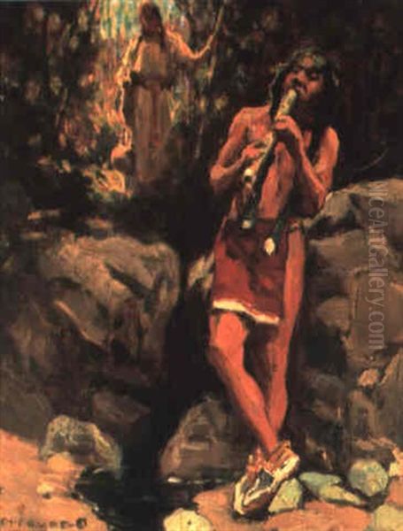 Call Of The Flute Oil Painting by Eanger Irving Couse