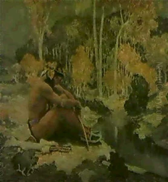 Indian Warrior At Rest Oil Painting by Eanger Irving Couse