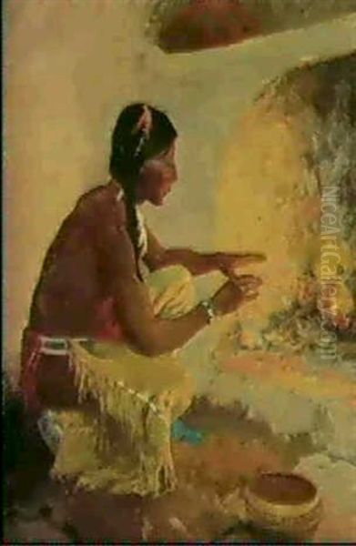 At The Fireside Oil Painting by Eanger Irving Couse