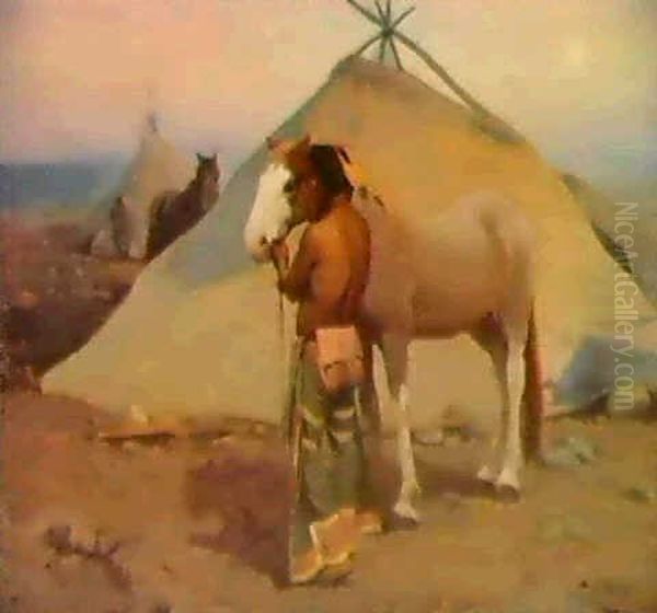 Klikitat Indian With Pony Oil Painting by Eanger Irving Couse