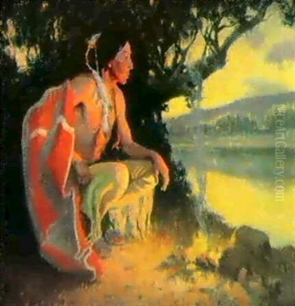 Indian By The Fire Oil Painting by Eanger Irving Couse