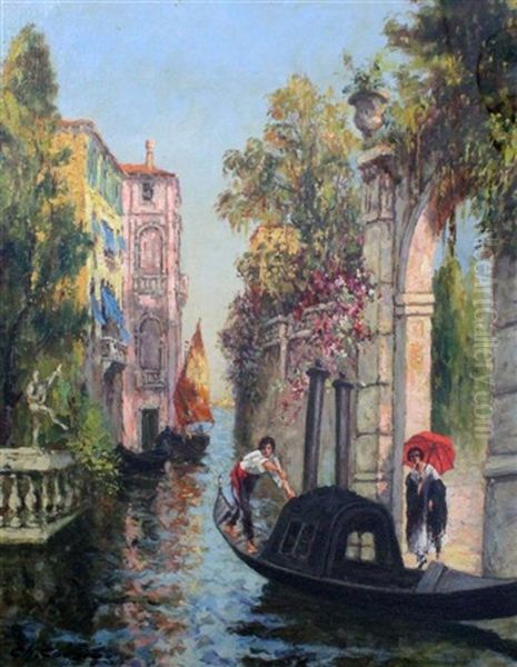 A Gondolier, Venice Oil Painting by Charles Cousin