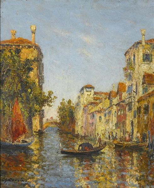 A Canal In Venice Oil Painting by Charles Cousin