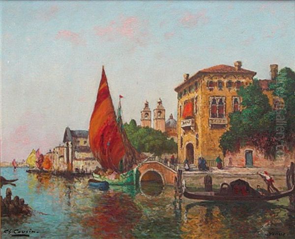 Venise, Vue De La Giudecca Oil Painting by Charles Cousin