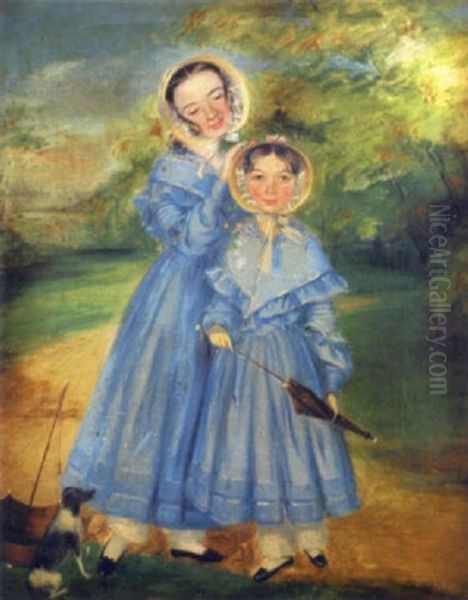 Sisters Oil Painting by Samuel Cousins