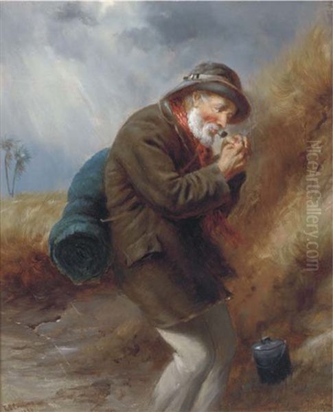 A Difficult Smoke Oil Painting by Thomas Selby Cousins