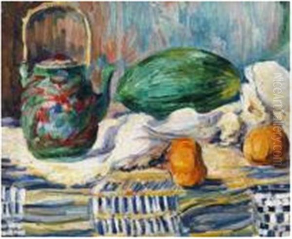 Nature Morte A La Theiere Et Au Melon Oil Painting by Lucie Cousturier