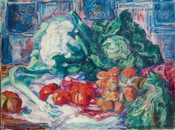 Nature Morte Aux Tomates Et Choux Oil Painting by Lucie Cousturier