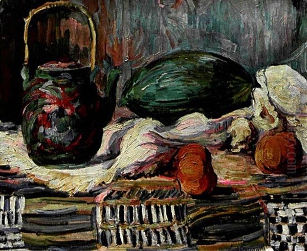 Nature Morte A La Theiere Et Aux Legumes Oil Painting by Lucie Cousturier