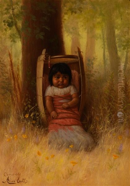 Little Mendocino - Indian Papoose Oil Painting by Alice Coutts