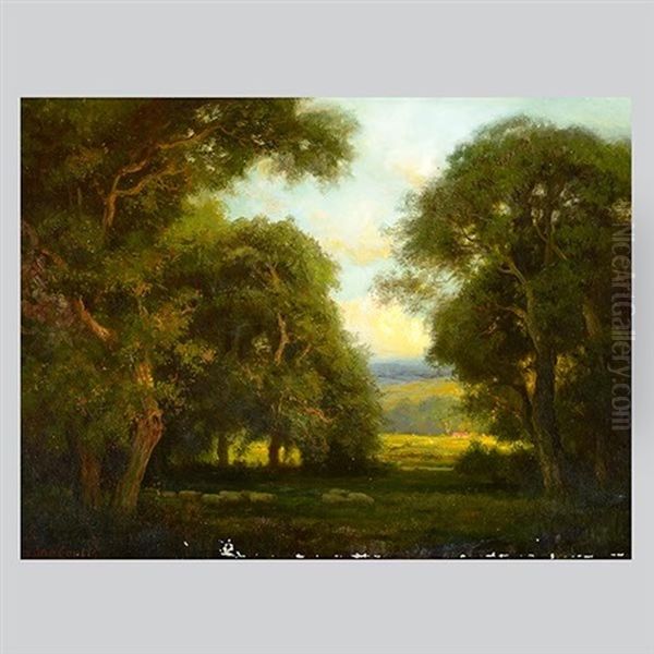 Oaks And Sheep Oil Painting by Gordon Coutts