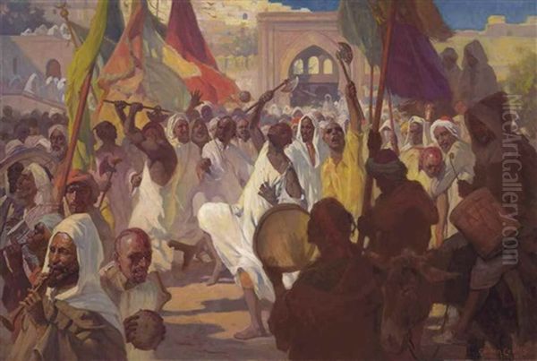 Ashura Rituals, Tangier Oil Painting by Gordon Coutts