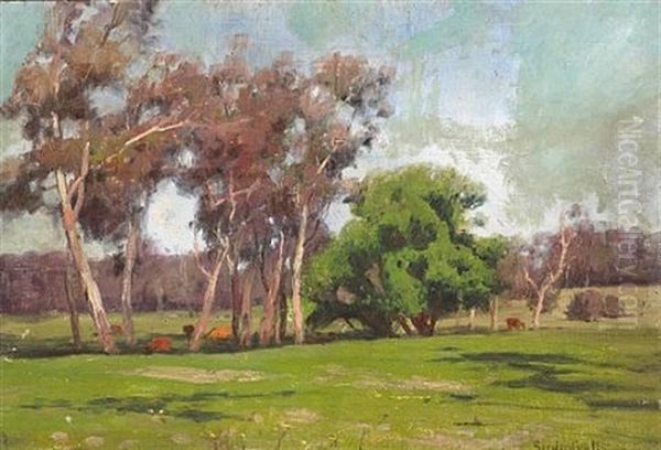 California Landscape; Adobe House; Southwestern Farm (a Group Of 3) Oil Painting by Gordon Coutts