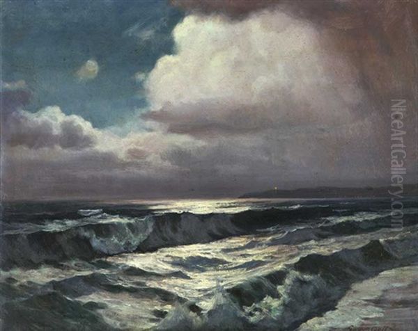 Moonlit Coastal Oil Painting by Gordon Coutts