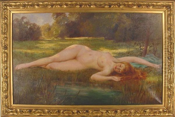 Reclining Nude In A Landscape Oil Painting by Gordon Coutts