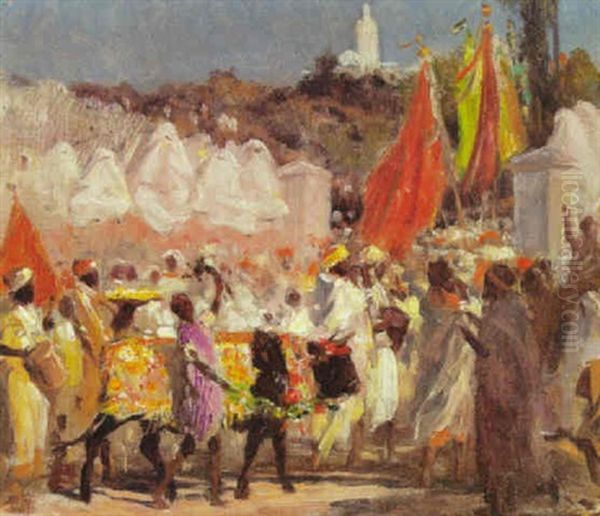 African Ceremony Oil Painting by Gordon Coutts