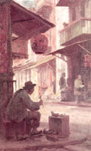 Chinese Cobbler Oil Painting by Gordon Coutts