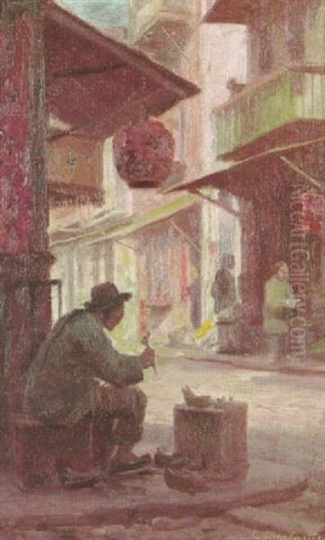 Chinese Cobbler Oil Painting by Gordon Coutts