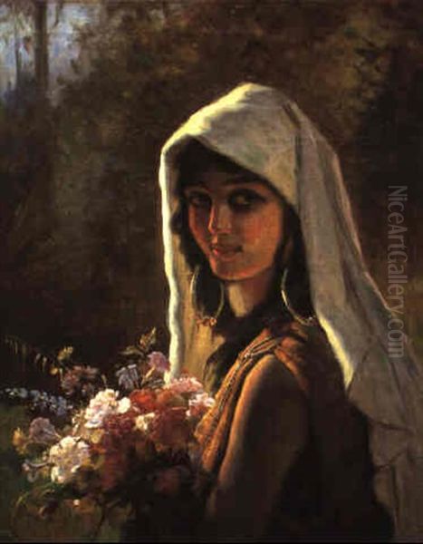 Young Girl With A Bouquet Oil Painting by Gordon Coutts