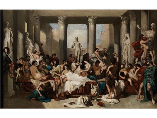 Des Romains De La Decadence (sketch) Oil Painting by Thomas Couture