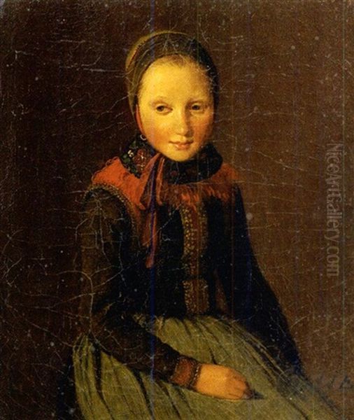 Jeune Fille Assise Oil Painting by Thomas Couture