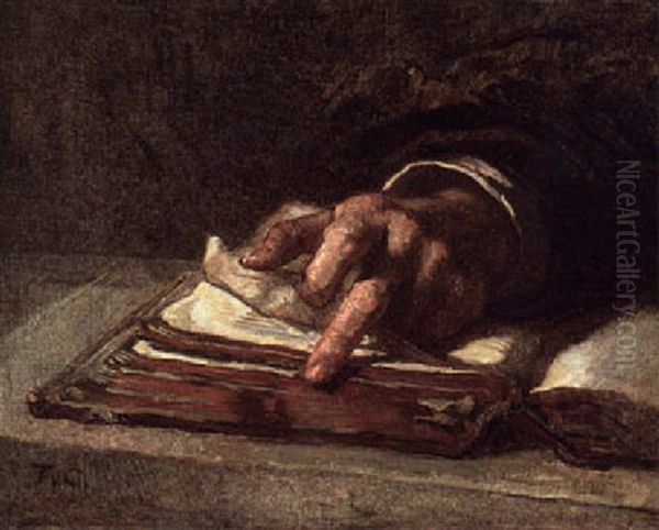 Study Of Hands For The Lawyer Pleading His Case Oil Painting by Thomas Couture