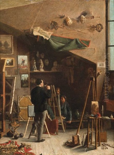 Un Coin De Mon Atelier Oil Painting by Leon-Antoine-Lucien Couturier