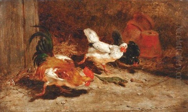 La Chasse Au Lezard Oil Painting by Leon-Antoine-Lucien Couturier