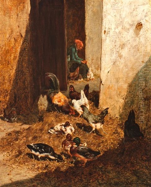 The Hen House Oil Painting by Philibert-Leon Couturier