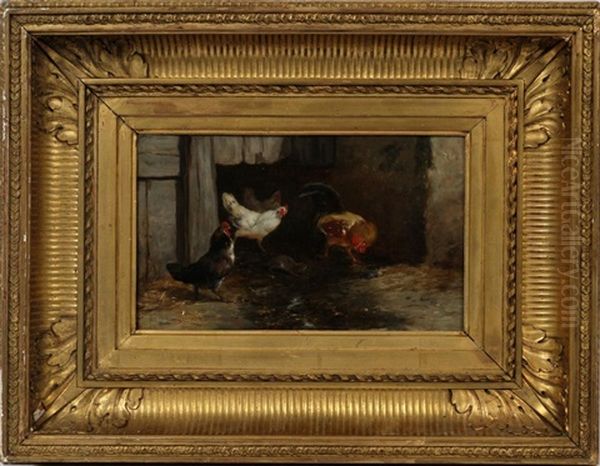 Rooster And Hens Oil Painting by Philibert-Leon Couturier