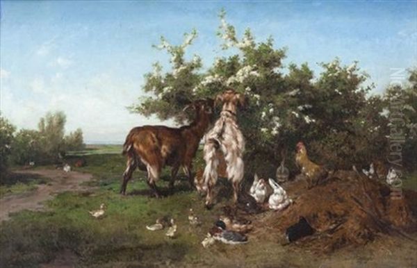 Cabra Y Gallinas Oil Painting by Philibert-Leon Couturier