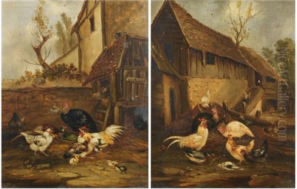 Scenes De Basse-cour (pair) Oil Painting by Philibert-Leon Couturier