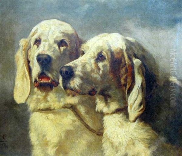 Deux Chiens De Chasse Oil Painting by Philibert-Leon Couturier