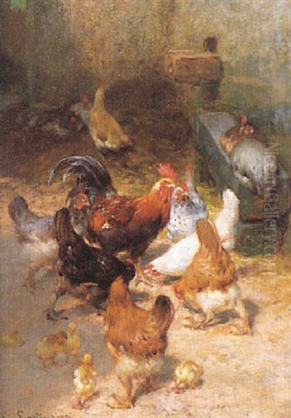 Le Dejeuner Des Poules Oil Painting by Philibert-Leon Couturier