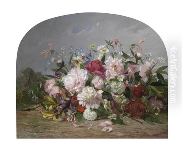 Blumen In Landschaft Oil Painting by Jean-Frederic Couty