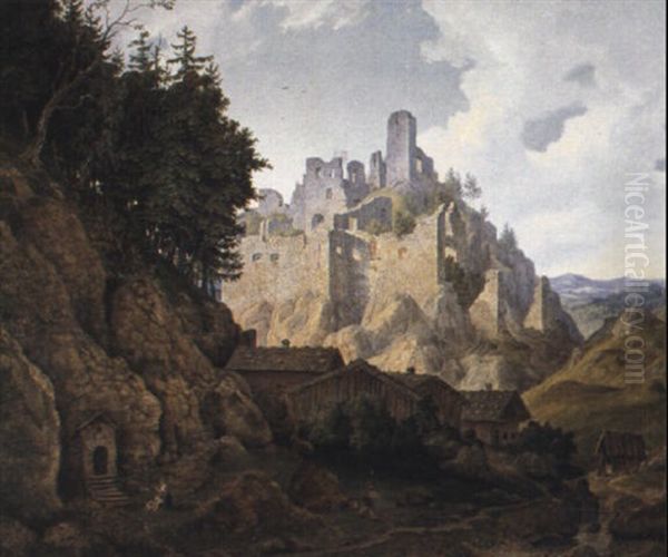 Landschaft Mit Burgruine Oil Painting by Ferdinand Wilhem von Couven