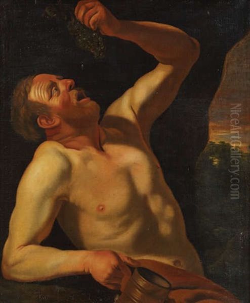 Homme A La Grappe De Raisins (allegorie Du Gout) Oil Painting by Christian van Couwenbergh