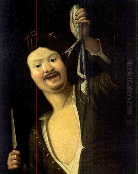 Jeune Garcon Tenant Un Poisson Epulche Oil Painting by Christian van Couwenbergh