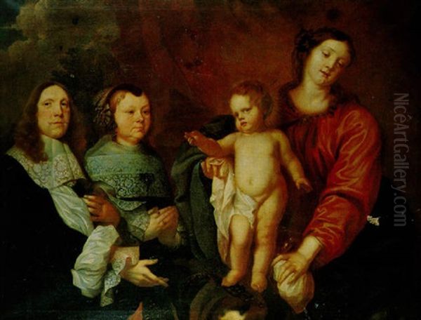 Madonna Mit Kind Und Stifterpaar Oil Painting by Christian van Couwenbergh