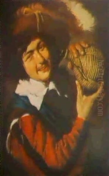 Trinker Mit Korbflasche Oil Painting by Christian van Couwenbergh