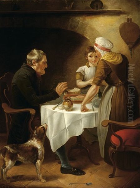 Prayer Before The Meal Oil Painting by C.C. Coventry