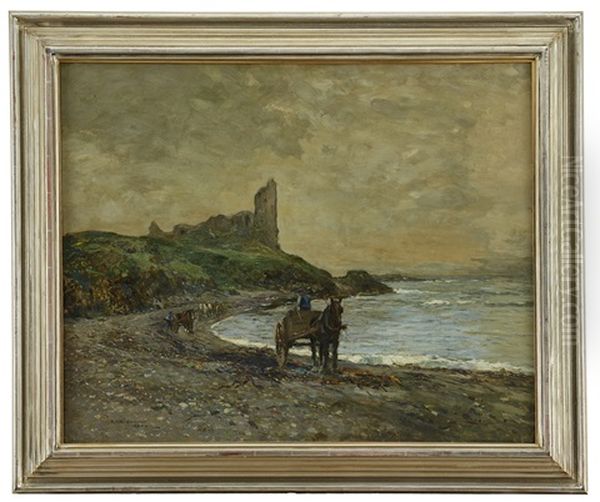 Kustlandskap Med Hastekipage Vid Ruin Oil Painting by Robert Mcgown Coventry