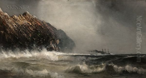 Shipping In A Storm Off The Coast Oil Painting by William Wilson Cowell